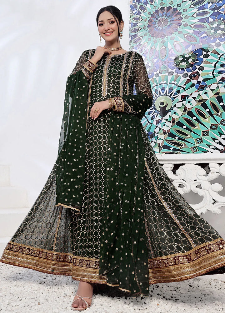 Ayesha Closet Pret Embroidered Chiffon 3 Piece Suit Shahzadi Bottle Green