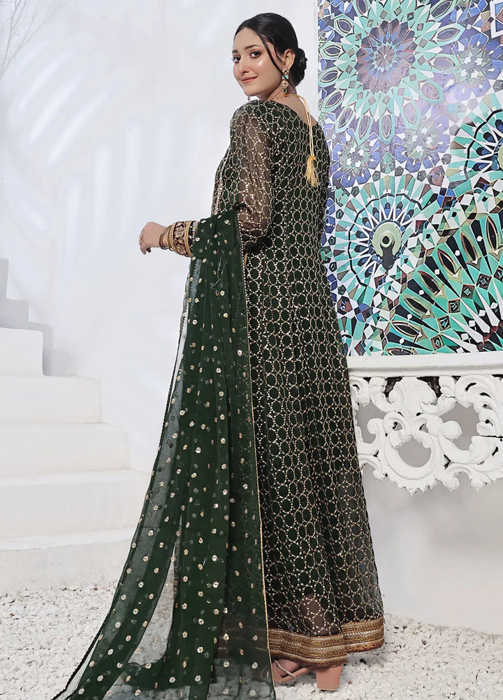 Ayesha Closet Pret Embroidered Chiffon 3 Piece Suit Shahzadi Bottle Green