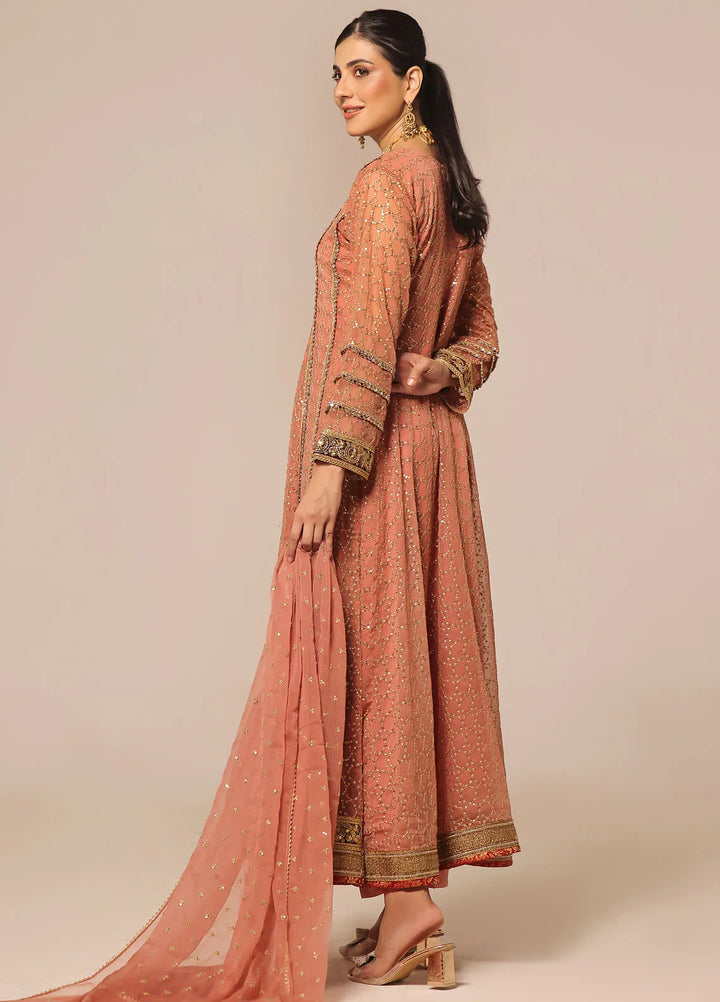 Ayesha Closet Pret Embroidered Chiffon 3 Piece Suit Shahzadi Coral