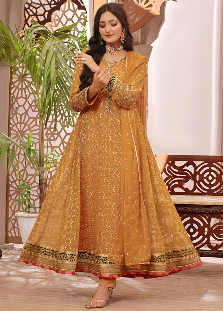Ayesha Closet Pret Embroidered Chiffon 3 Piece Suit Shahzadi Mustard