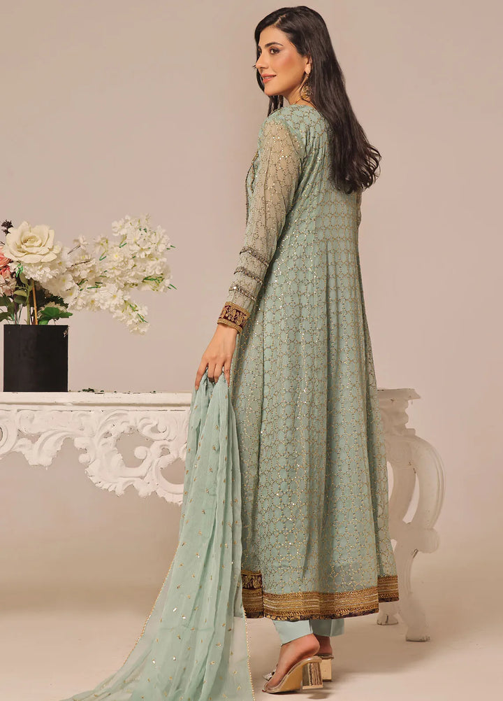 Ayesha Closet Pret Embroidered Chiffon 3 Piece Suit Shahzadi Pistachio