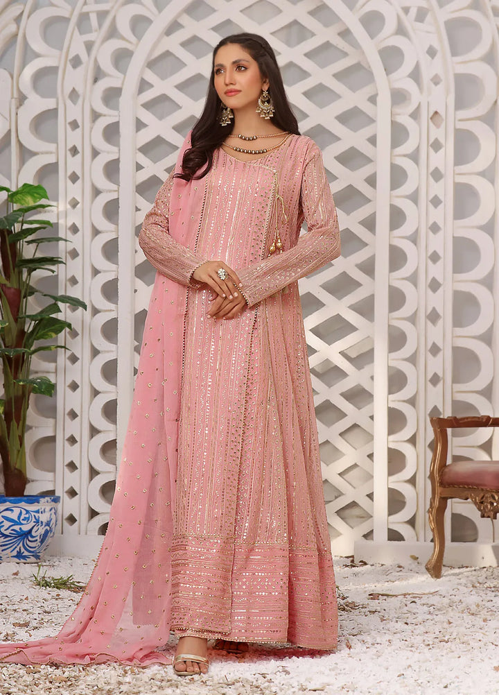 Ayesha Closet Pret Embroidered Chiffon 3 Piece Suit Zulaikha Pink Softness