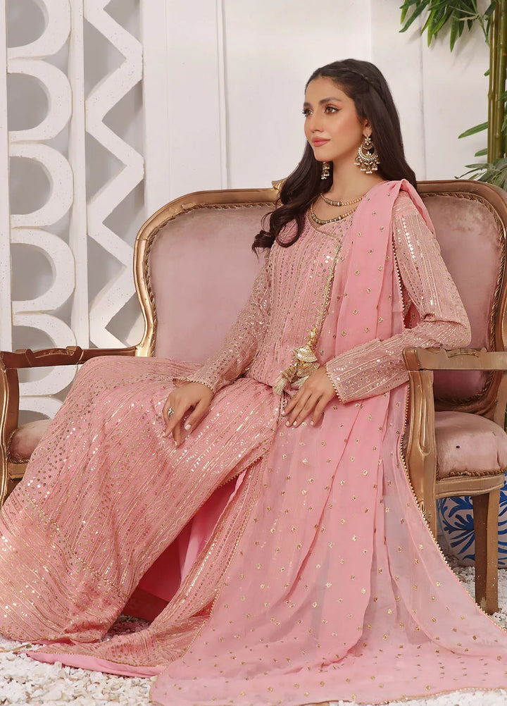 Ayesha Closet Pret Embroidered Chiffon 3 Piece Suit Zulaikha Pink Softness
