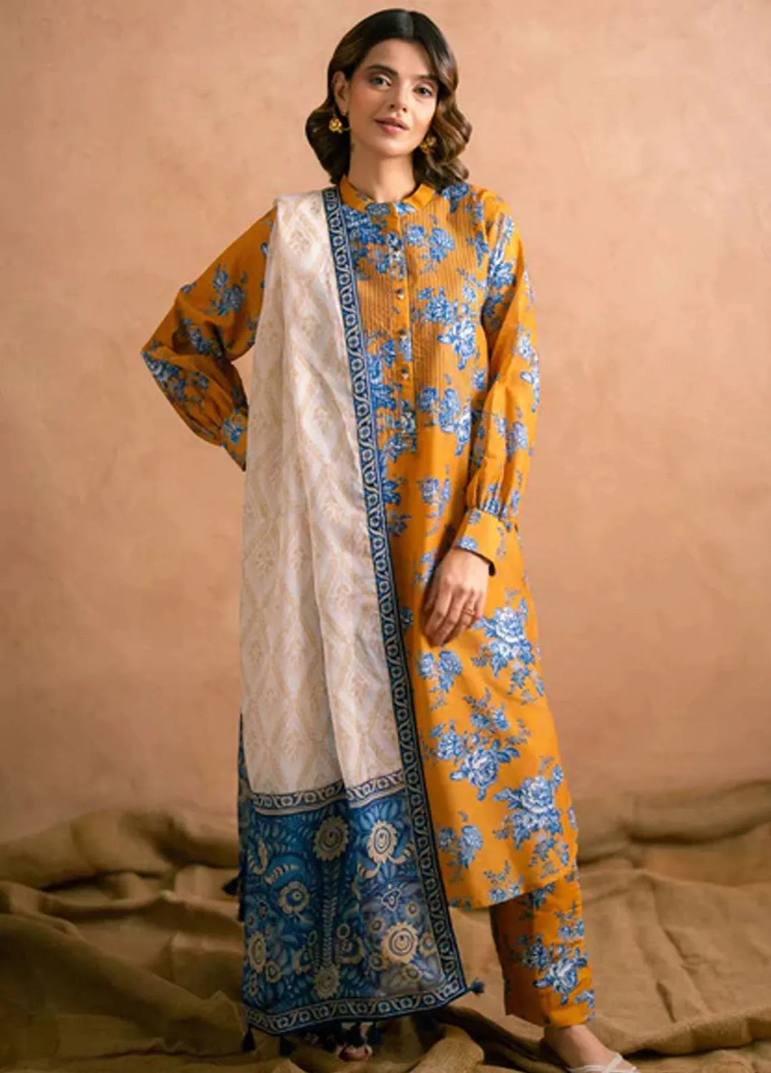 Ayla Studio Printed Munar Dupatta Lime White - Dupatta Collection