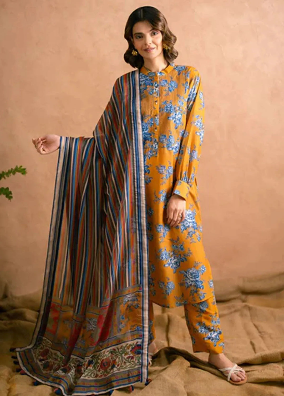Ayla Studio Printed Munar Dupatta Orange Rust - Dupatta Collection