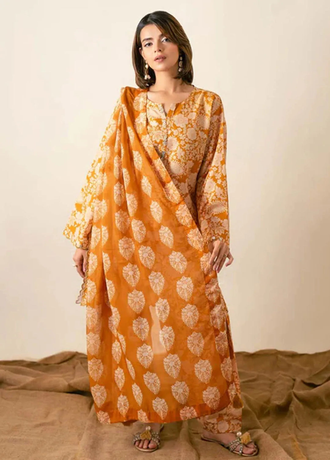 Ayla Studio Printed Munar Dupatta Sepia - Dupatta Collection