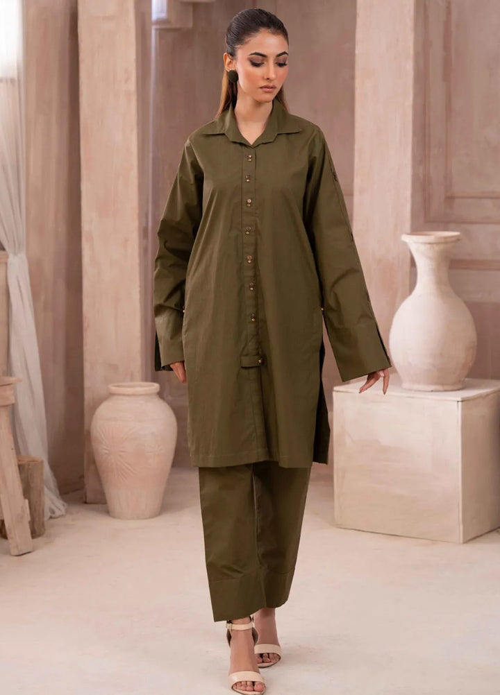 Ayla Studio Pret Printed Cotton 2 Piece Suit DM-006 Olive