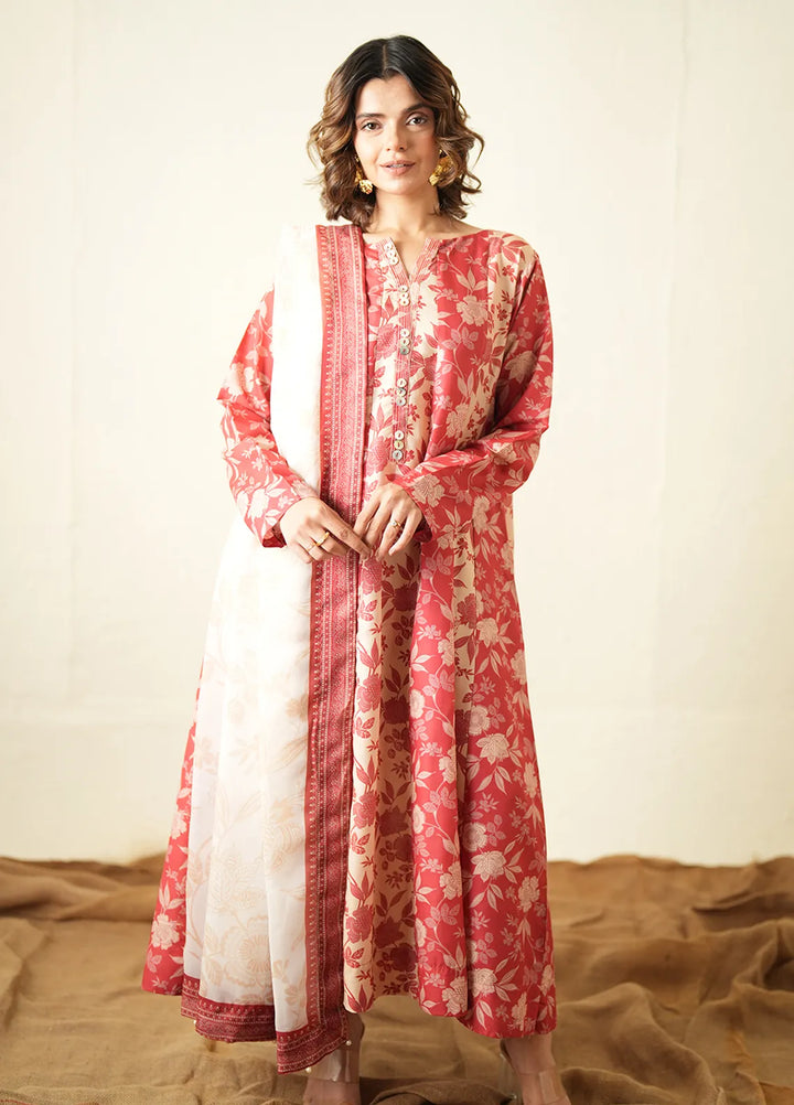 Ayla Studio Pret Printed Poly Viscose 2 Piece Suit PES240117 Living Coral