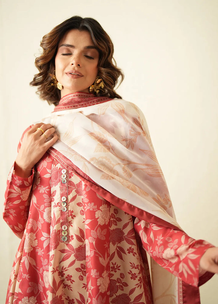 Ayla Studio Pret Printed Poly Viscose 2 Piece Suit PES240117 Living Coral