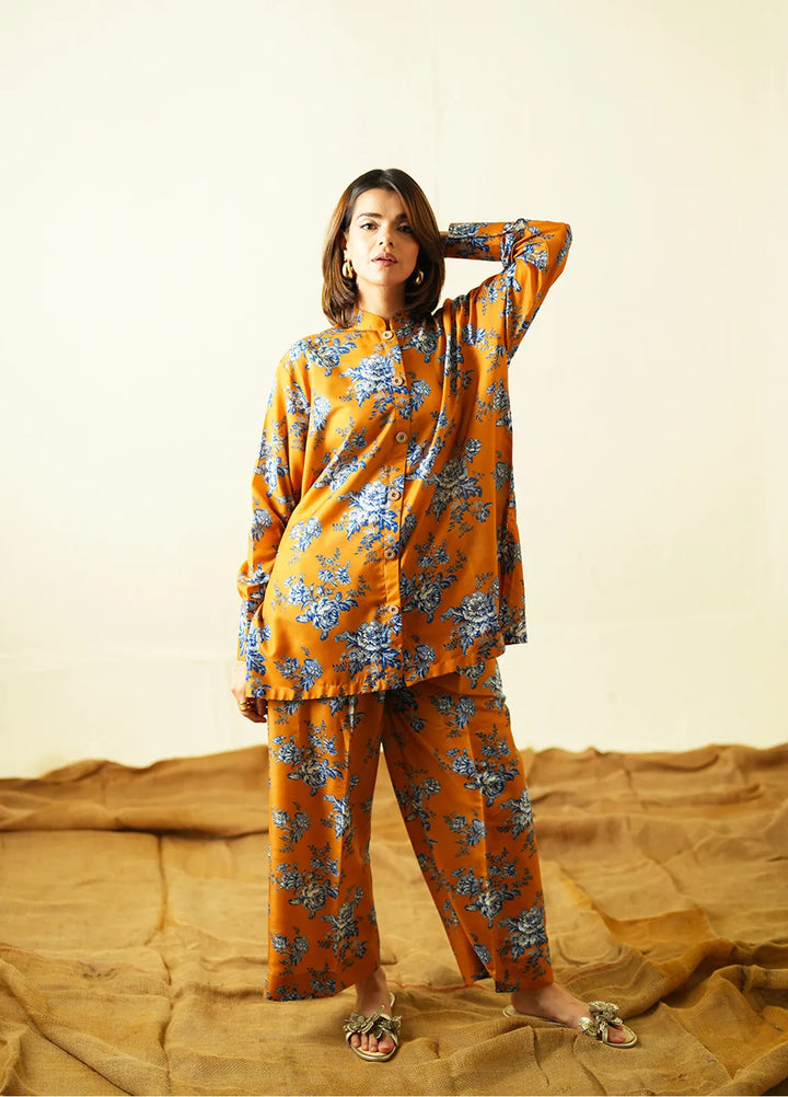 Ayla Studio Pret Printed Poly Viscose 2 Piece Suit PES240127 Saffron Yellow