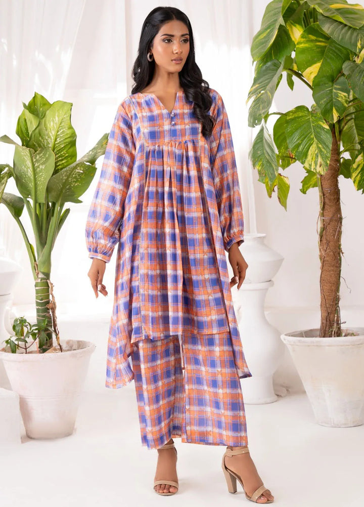 Ayla Studio Pret Printed Lawn 2 Piece Suit SLW-003 Sky Checks