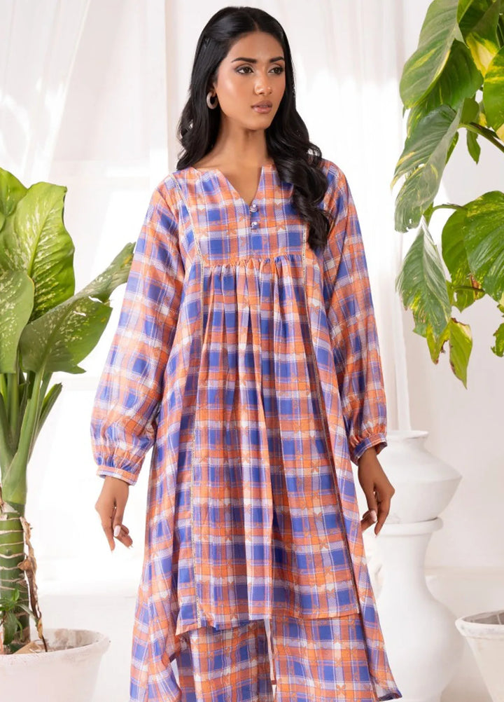 Ayla Studio Pret Printed Lawn 2 Piece Suit SLW-003 Sky Checks