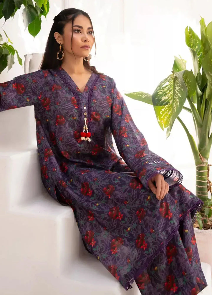 Ayla Studio Pret Printed Lawn 2 Piece Suit SLW-008 Purple Haze