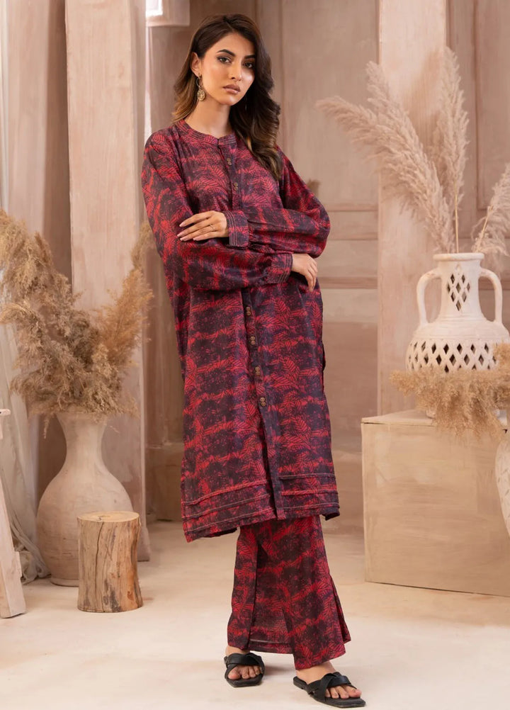 Ayla Studio Pret Printed Lawn 2 Piece Suit SLW-017 Shadow of Red leaves