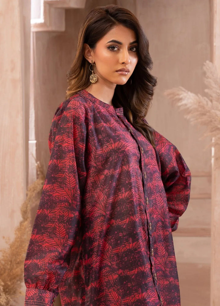 Ayla Studio Pret Printed Lawn 2 Piece Suit SLW-017 Shadow of Red leaves