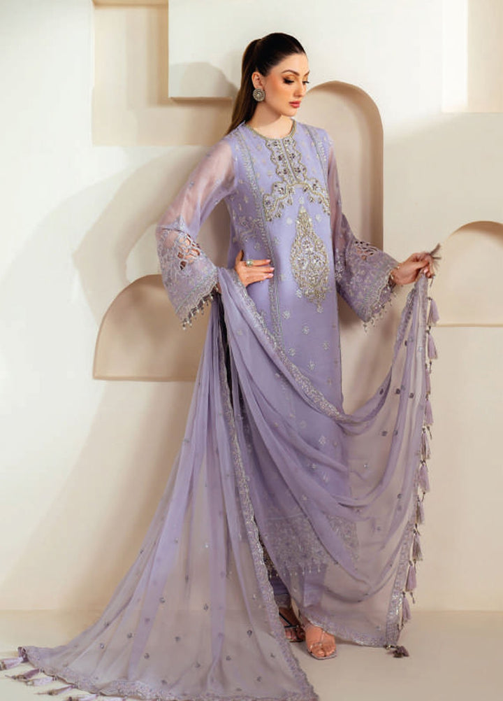 Aymal by Alizeh Fashion Embroidered Chiffon Suits Unstitched 3 Piece AFB25BC D-01 Marine - Luxury Collection