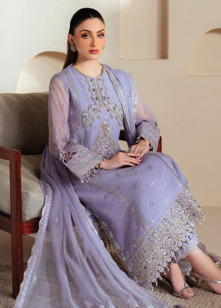 Aymal by Alizeh Fashion Embroidered Chiffon Suits Unstitched 3 Piece AFB25BC D-01 Marine - Luxury Collection