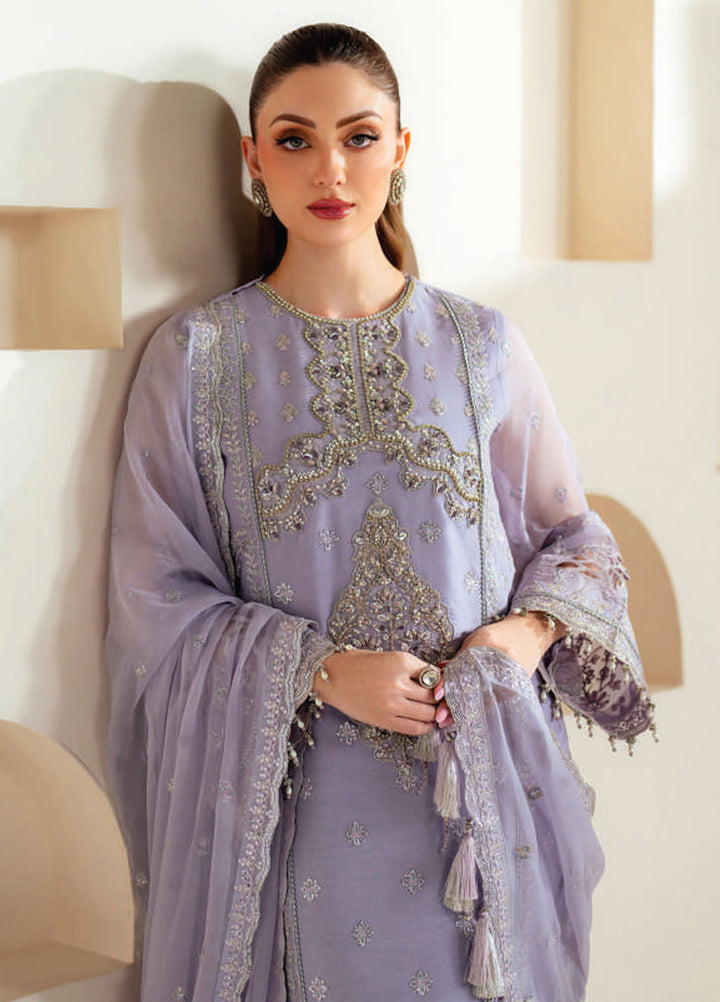 Aymal by Alizeh Fashion Embroidered Chiffon Suits Unstitched 3 Piece AFB25BC D-01 Marine - Luxury Collection