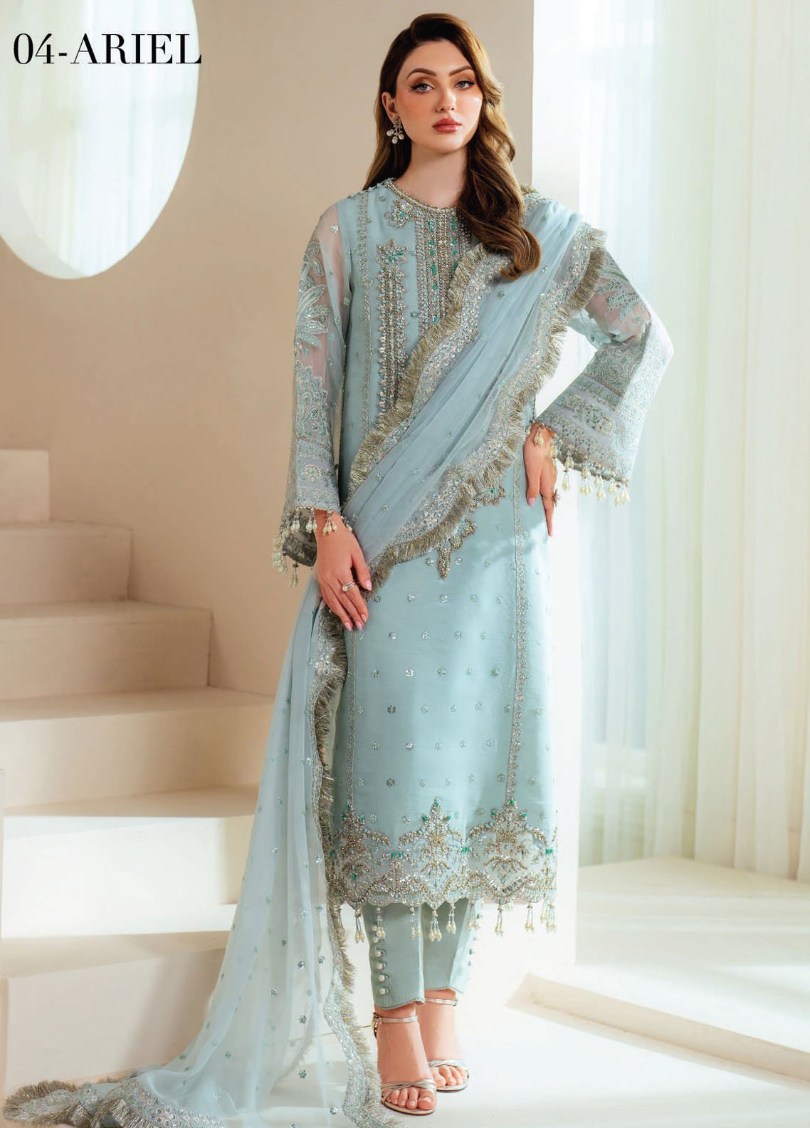 Aymal by Alizeh Fashion Handcrafted Unstitched Embroidered Chiffon 3 Pcs Suit AF26UAC 06-NAVYA - Festive Collection