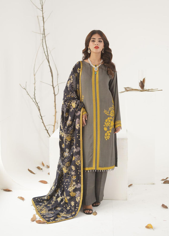Ayra by Muraad Embroidered Raw Silk Suits Unstitched 3 Piece MU22AR A-003 Mahnum - Luxury Winter Collection