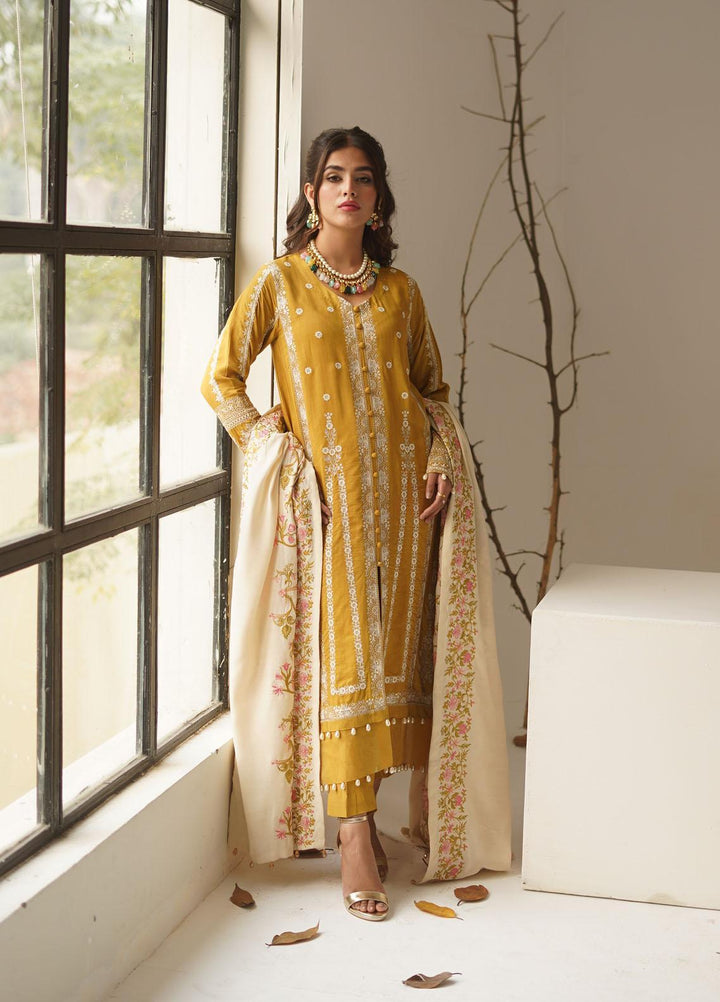 Ayra by Muraad Embroidered Raw Silk Suits Unstitched 3 Piece MU22AR A-005 Arzu - Luxury Winter Collection