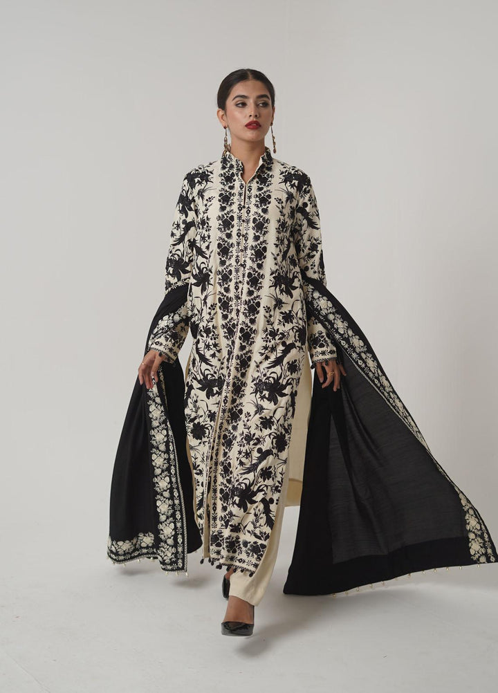 Ayra by Muraad Embroidered Raw Silk Suits Unstitched 3 Piece MU22AR A-008 Eyleen - Luxury Winter Collection