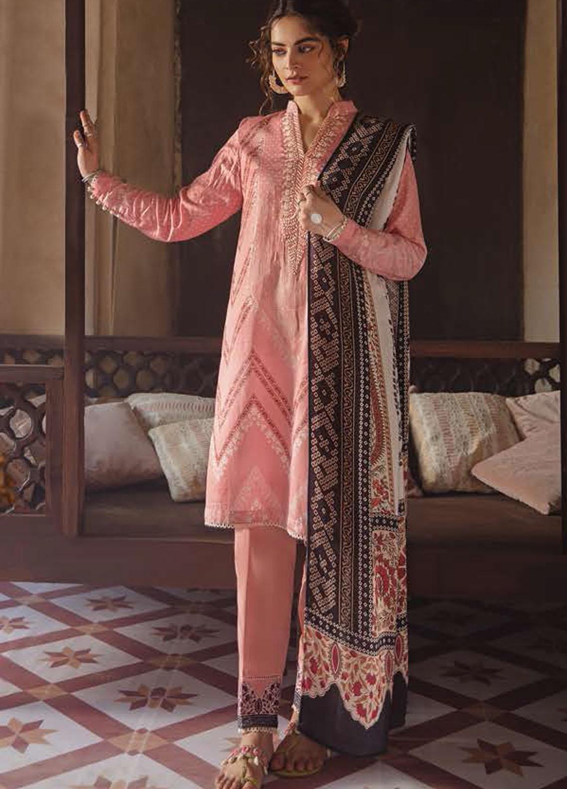 Cross Stitch Embroidered Cotton Satin Suits Unstitched 3 Piece CS25SU Raven Folk - Winter Collection main image 1