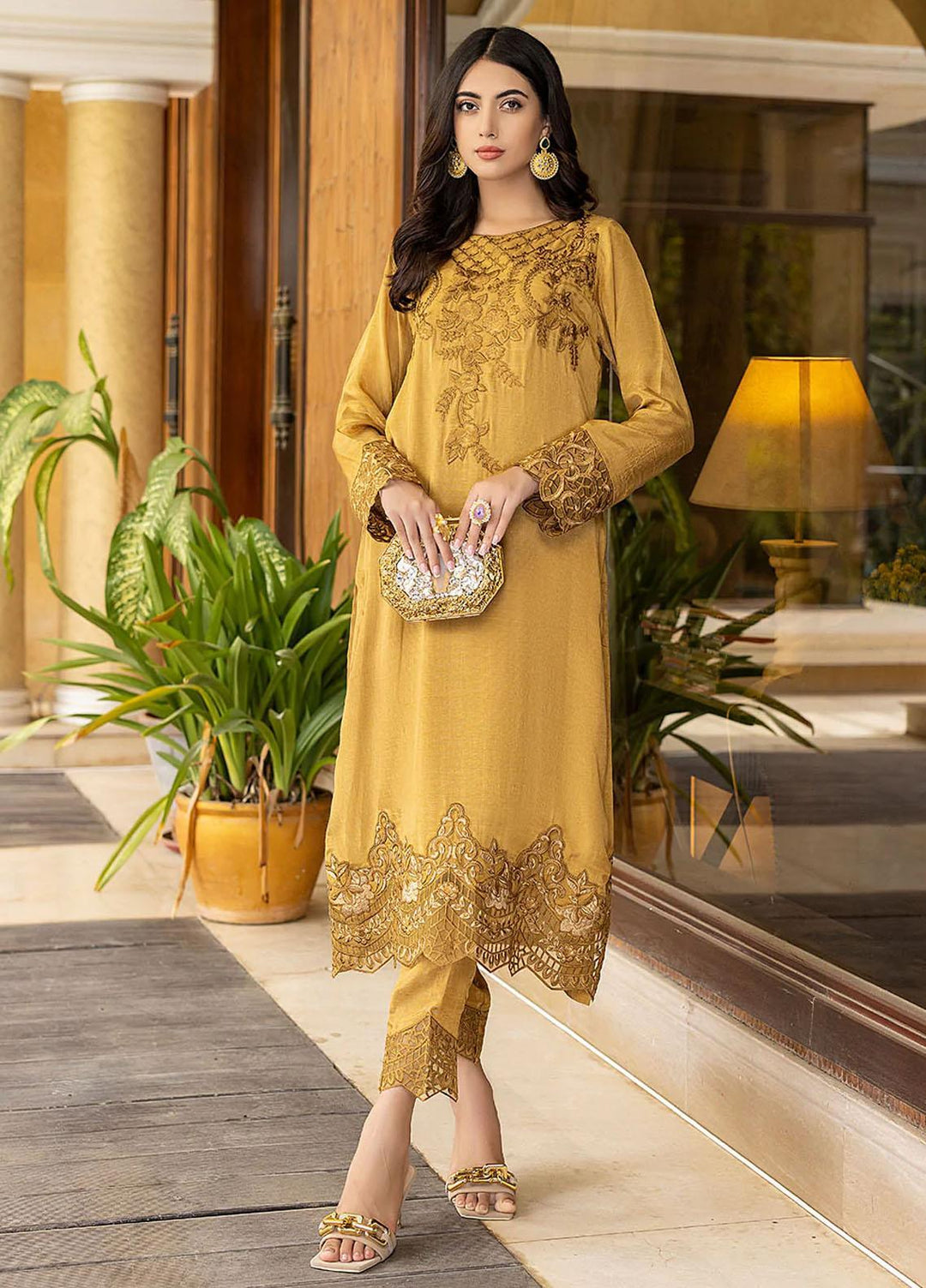 Azure Luxury Pret 2 Piece Dress Mustard Charm MC305