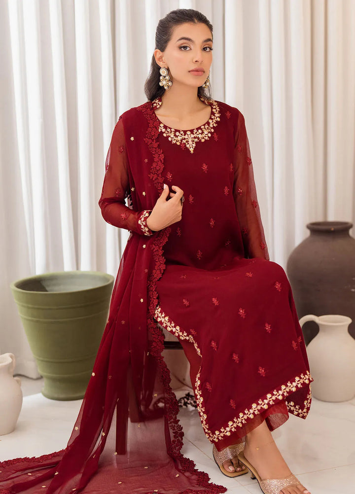 Azure Embroidered Suit Unstitched 3 Piece AZU24EU Wine Scarlet - Festive Collection