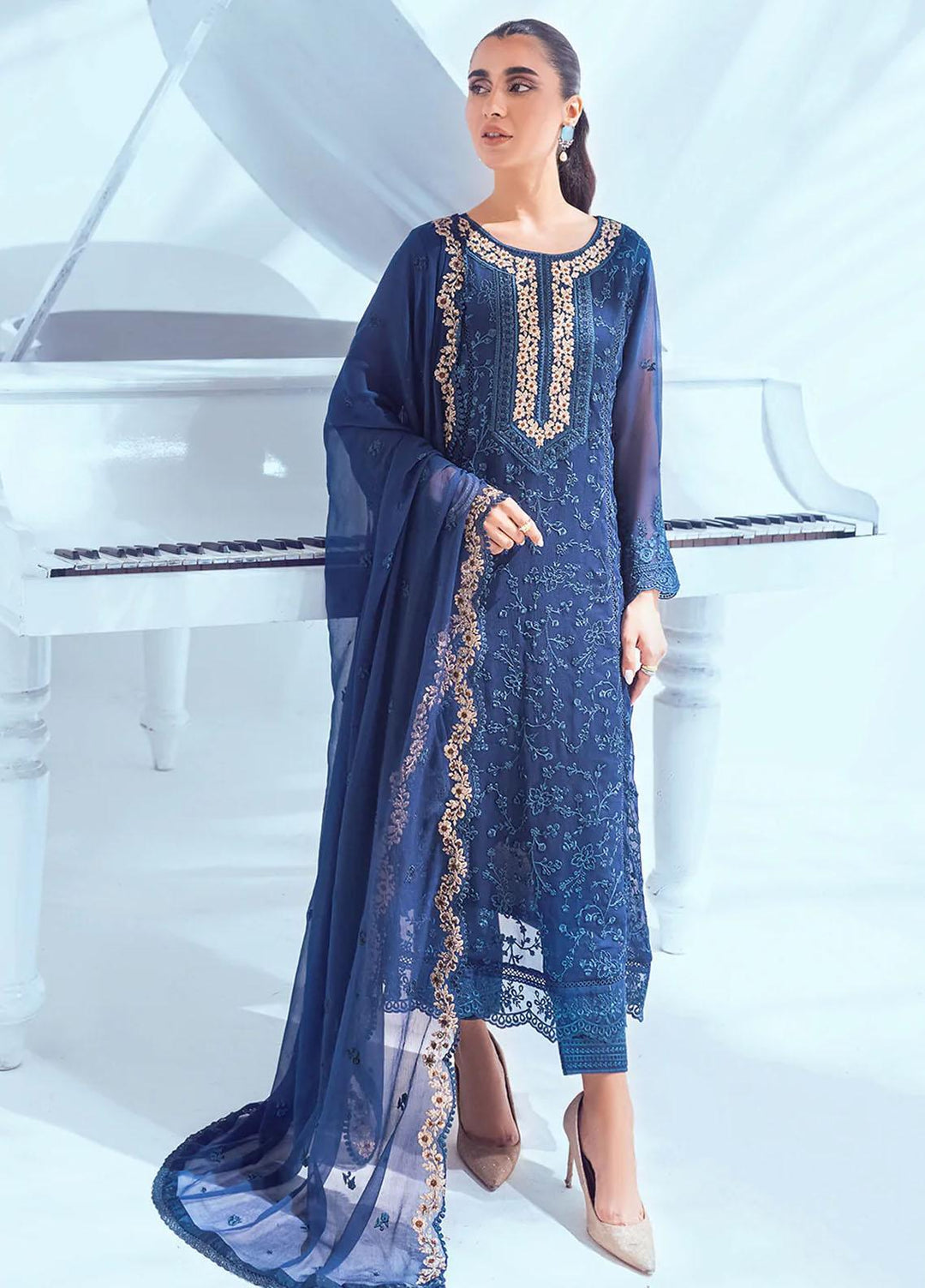 Azure Pret Chiffon 3 Piece Suit Iris Bloom IBES004
