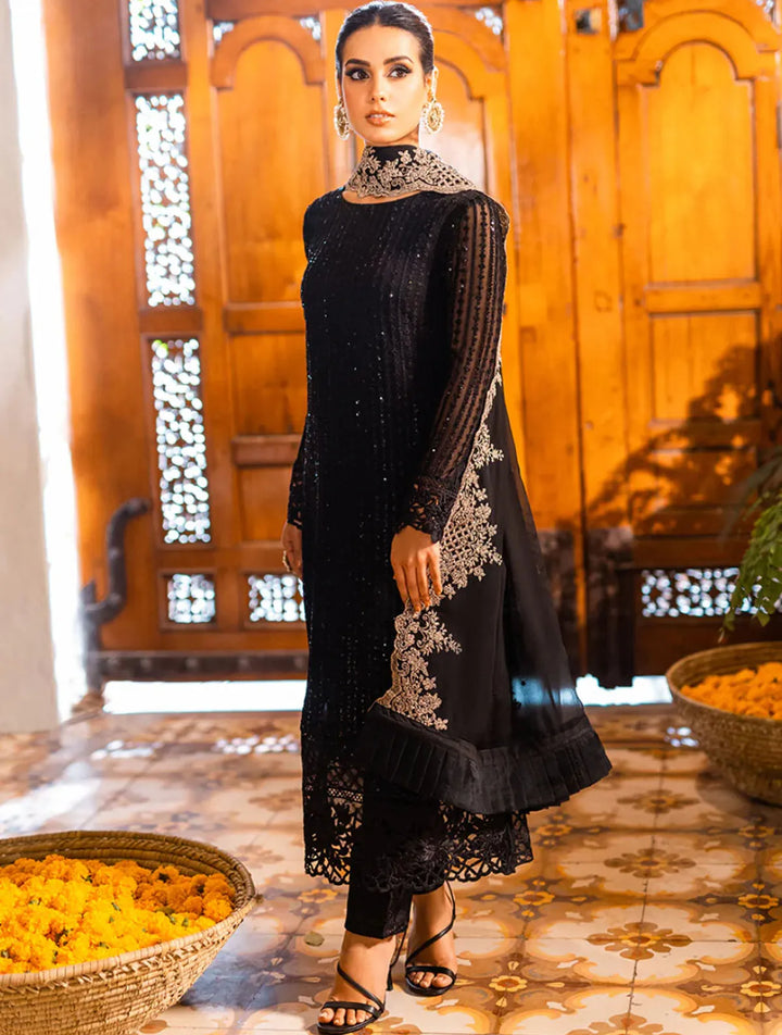 Azure Pret Embroidered Chiffon 3 Piece Suit Onyx Dove