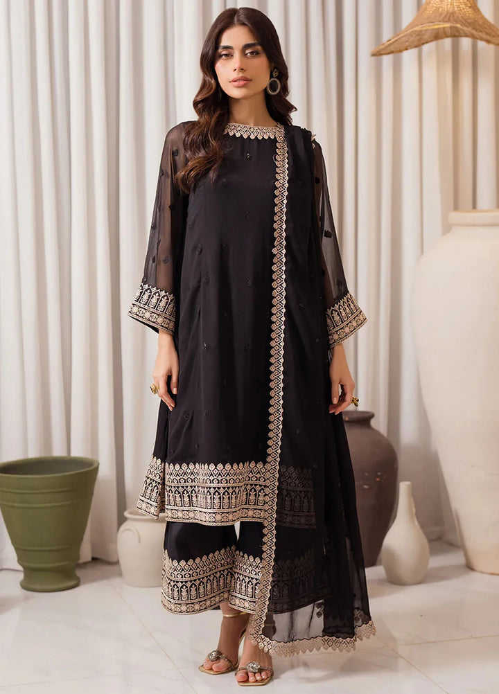 Azure Pret Embroidered Chiffon 4 Piece Suit Midnight Elegance