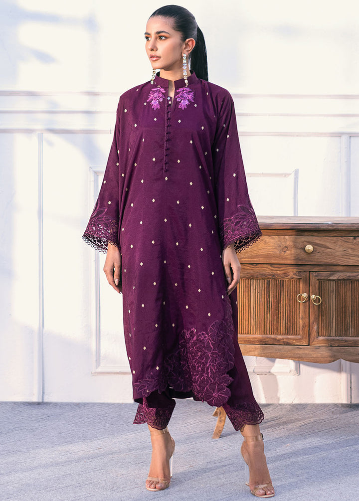 Azure Pret Embroidered Jacquard 2 Piece Suit Lavender Bloom