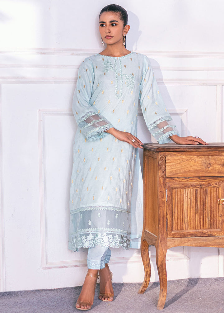 Azure Pret Embroidered Jacquard 2 Piece Suit Marine Mist
