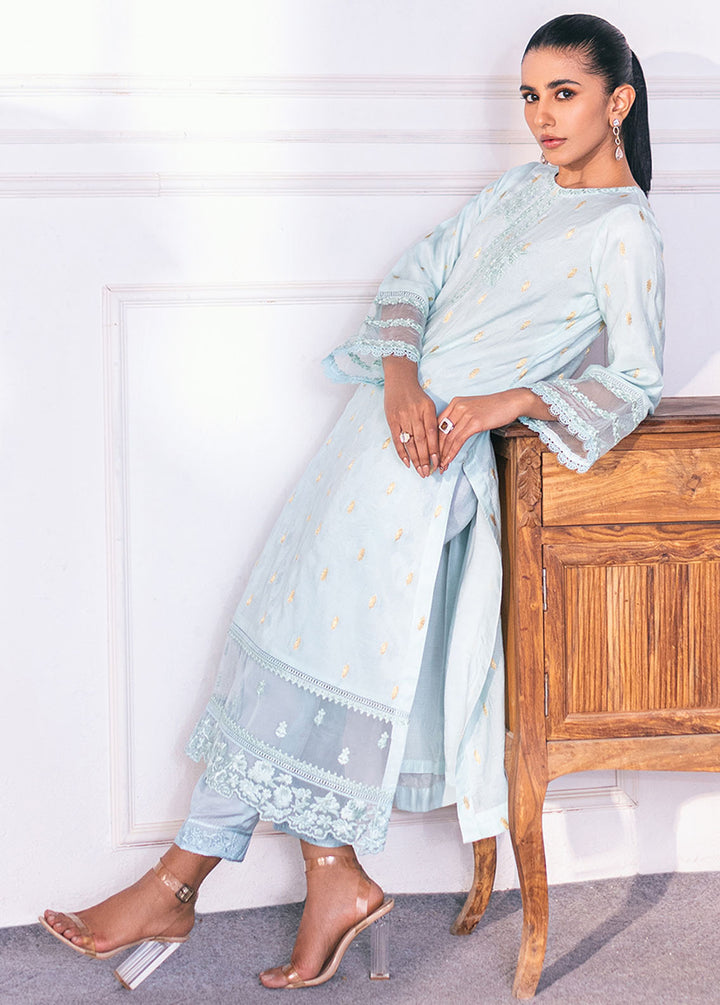 Azure Pret Embroidered Jacquard 2 Piece Suit Marine Mist