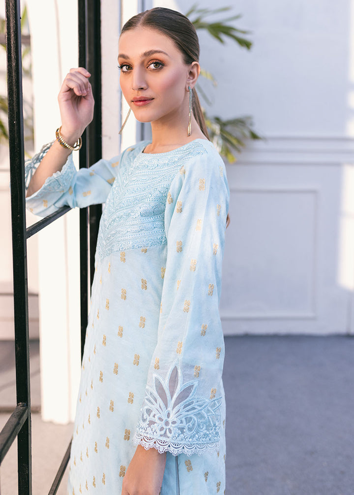 Azure Pret Embroidered Jacquard 2 Piece Suit Sea Elegance