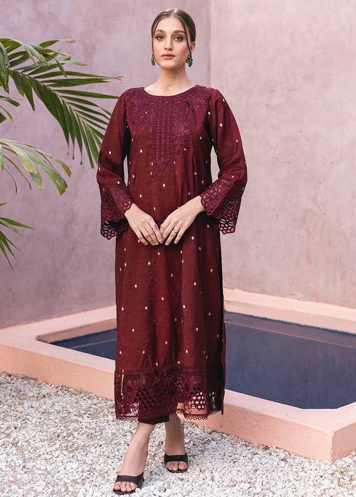 Azure Pret Embroidered Jacquard 2 Piece Suit Vermilion