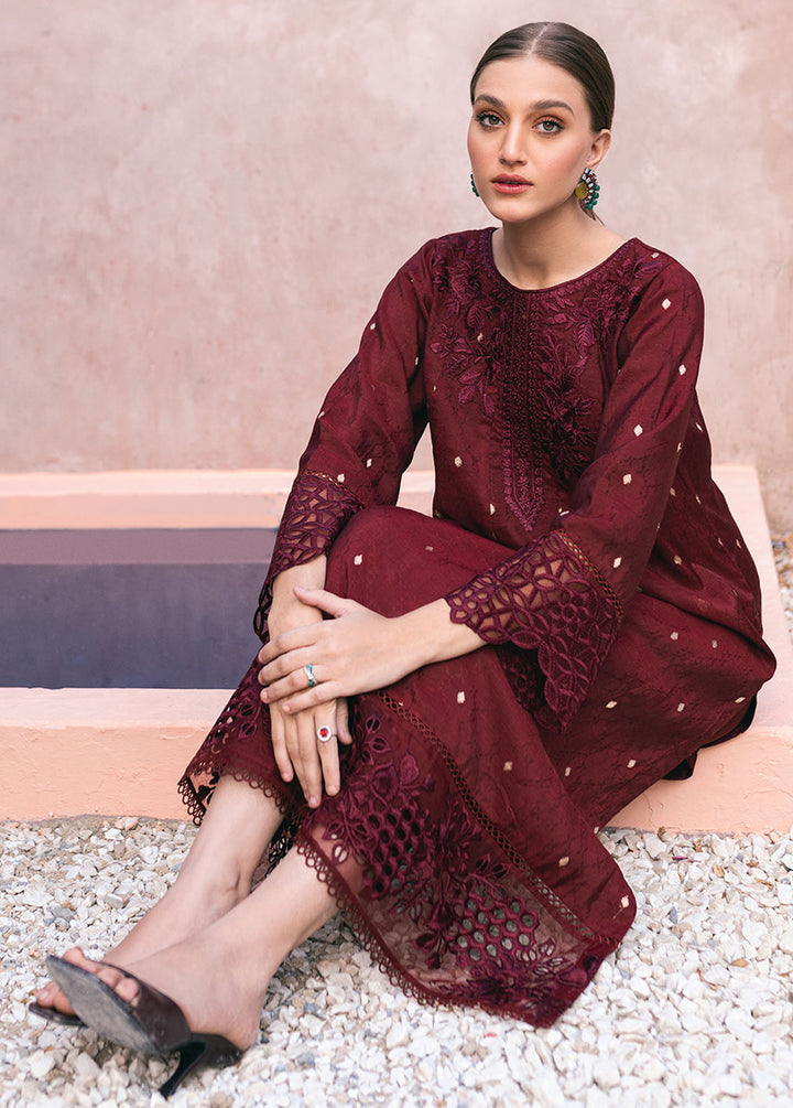 Azure Pret Embroidered Jacquard 2 Piece Suit Vermilion