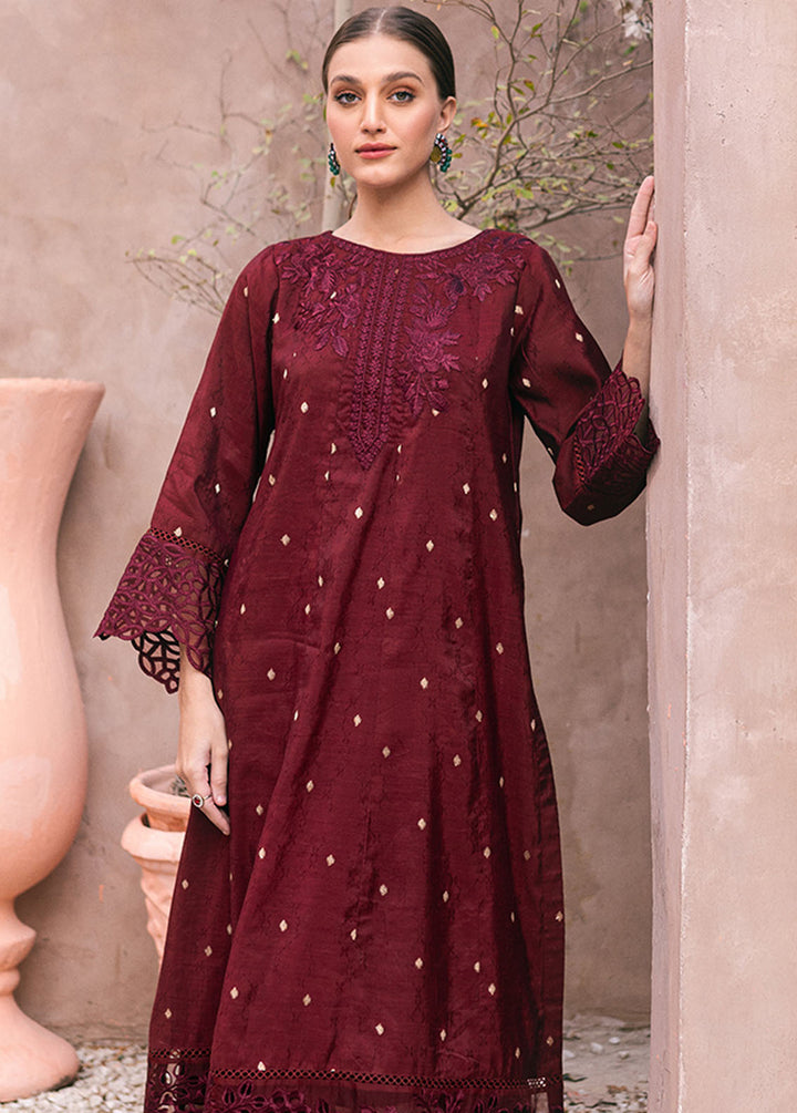 Azure Pret Embroidered Jacquard 2 Piece Suit Vermilion