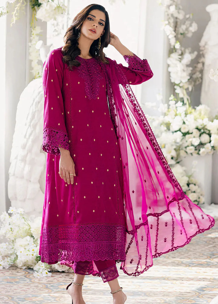 Azure Pret Embroidered Jacquard 3 Piece Suit Petunia Plum