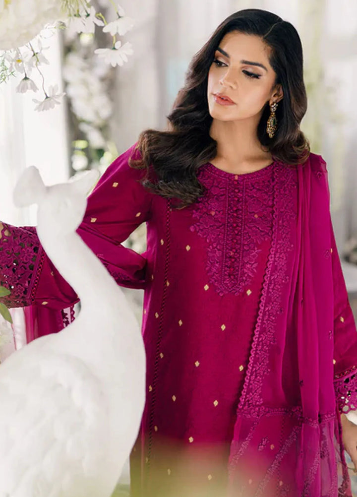 Azure Pret Embroidered Jacquard 3 Piece Suit Petunia Plum