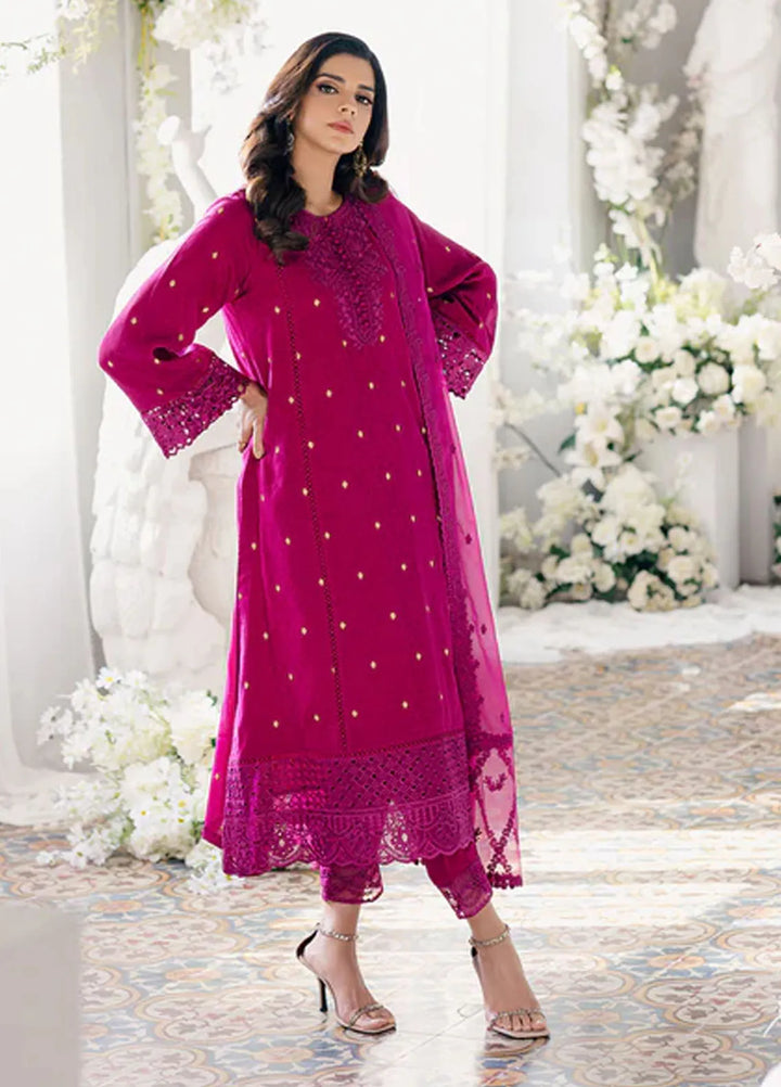 Azure Pret Embroidered Jacquard 3 Piece Suit Petunia Plum