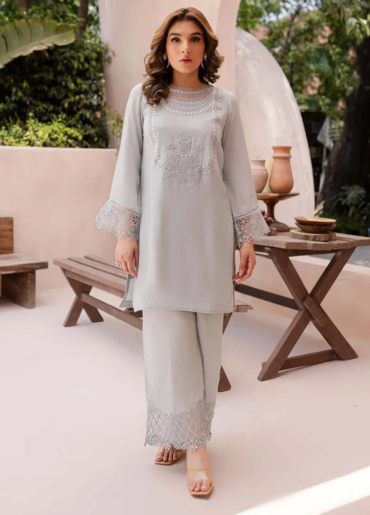 Azure Pret Embroidered Silk 2 Piece Suit Charcoal Chic