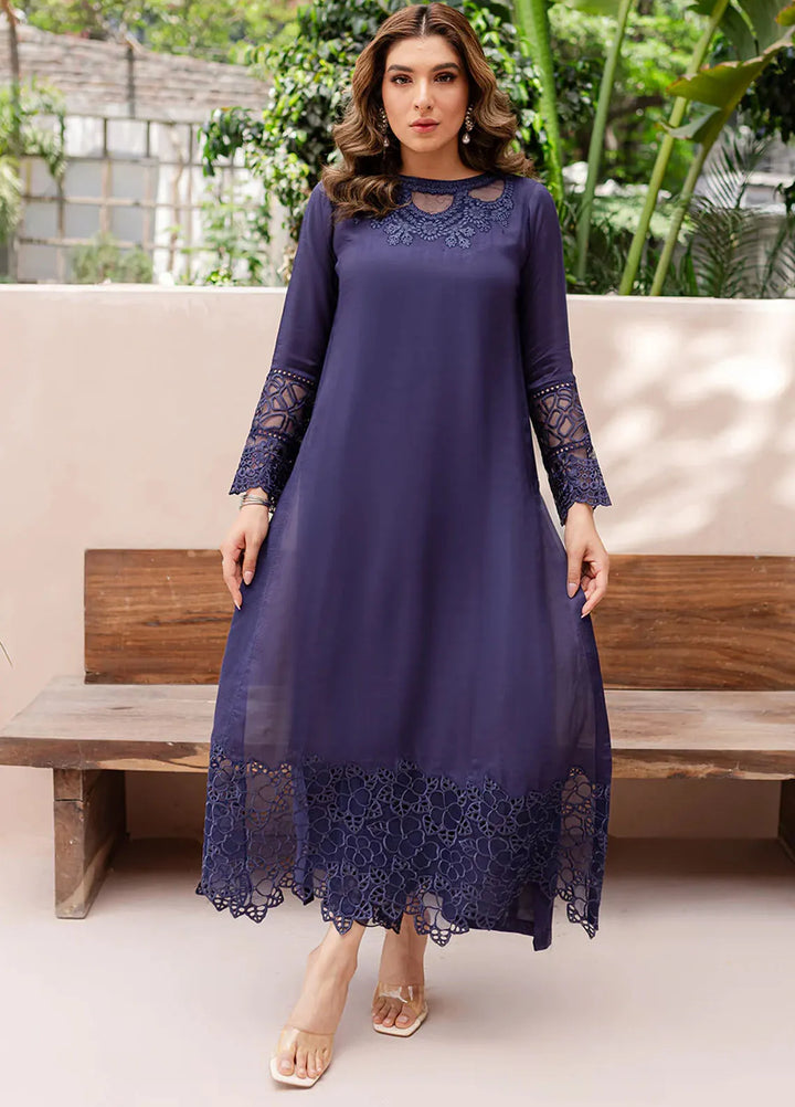 Azure Pret Embroidered Silk 2 Piece Suit Marine Snow