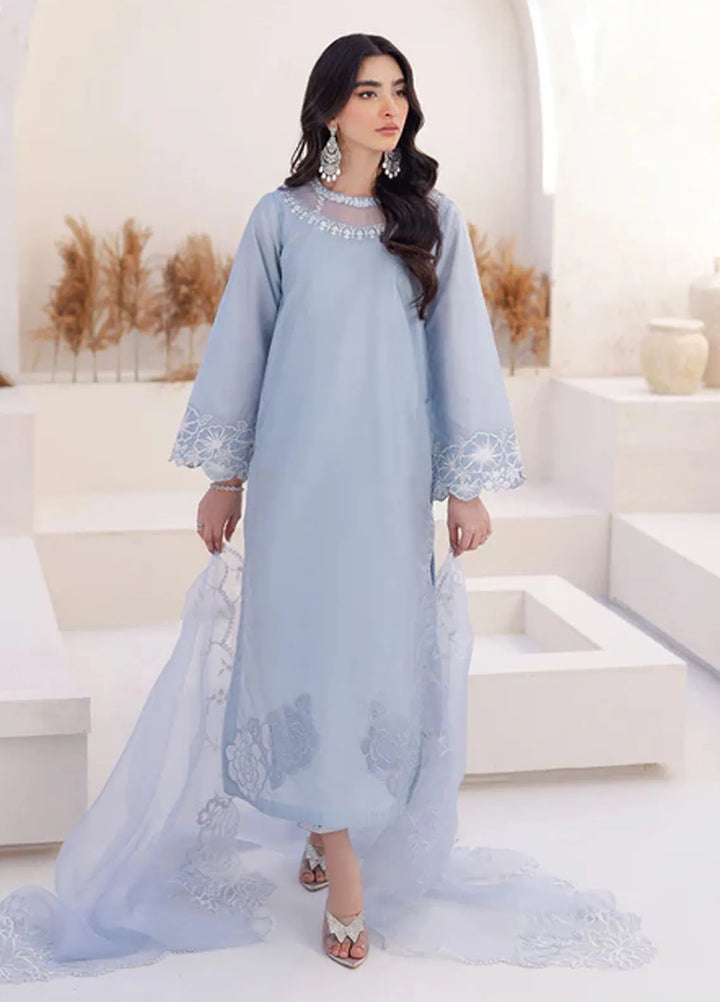 Azure Pret Embroidered Silk 3 Piece Suit Ashen Grace