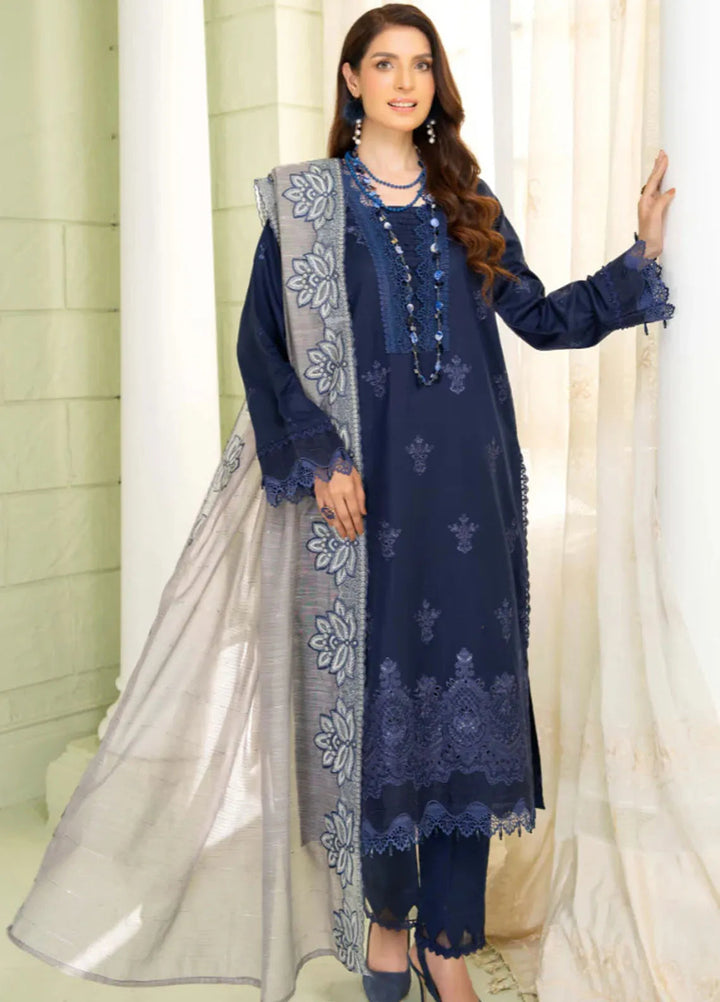 Baad e Baharan by Humdum  Chikankari Lawn Suit Unstitched 3 Piece HD24B D-03 - Summer Collection