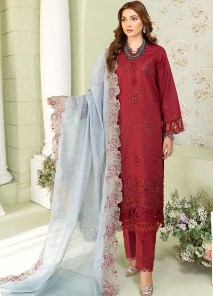 Baad e Baharan by Humdum  Chikankari Lawn Suit Unstitched 3 Piece HD24B D-08 - Summer Collection