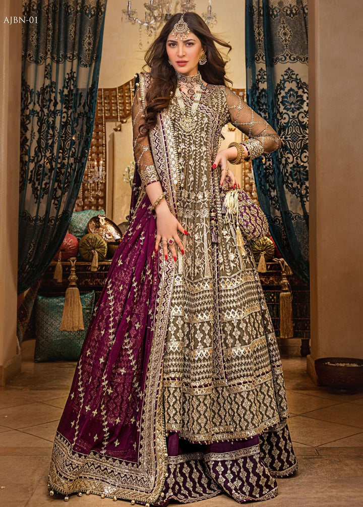 Asim Jofa Luxury Pret Embroidered Chiffon 3 Piece Dress AJ23PWB AJNB-01