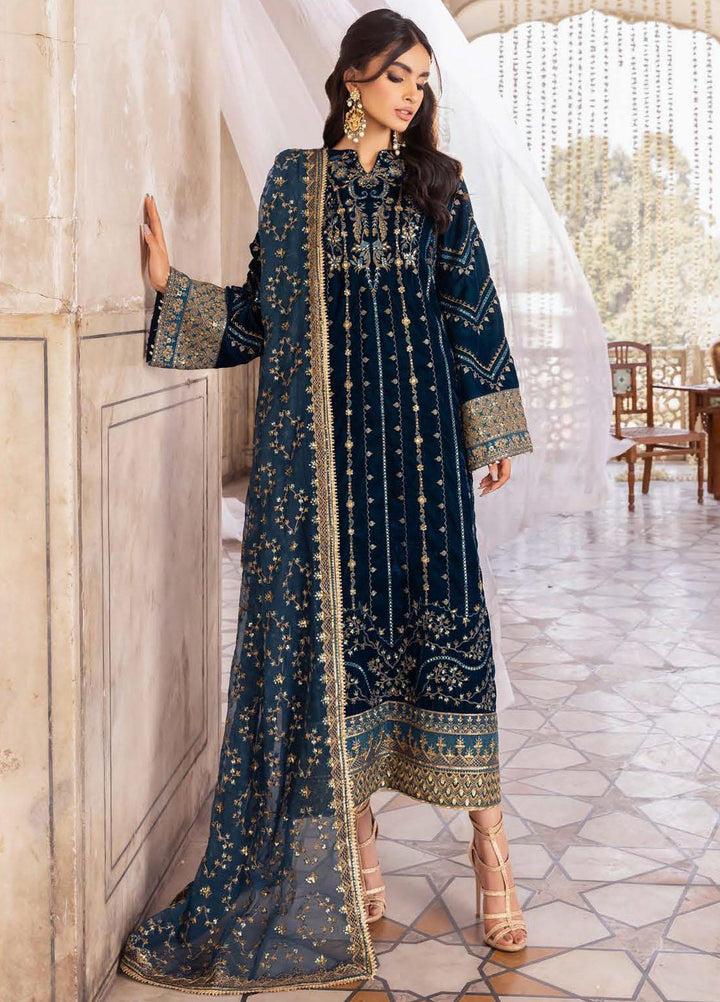 Baagh By AIK Atelier Embroidered Velvet Suits Unstitched 3 Piece AIK22B Look 1 - Winter Collection