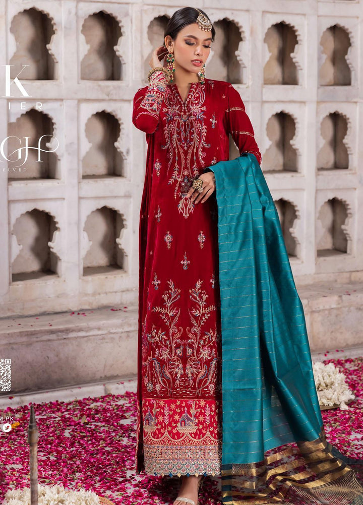Baagh By AIK Atelier Embroidered Velvet Suits Unstitched 3 Piece AIK22B Look 9 - Winter Collection